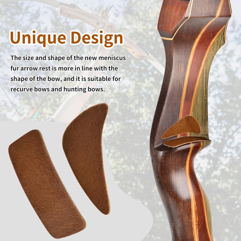 SP.G Arrow Rest for Recurve Bow - 4 Pairs Fur Recurve Arrow Rest Adhesive Bow Shelf Rest Stick on Traditional Recurve Bow for Hunting Shooting Archery Practice - Image 4